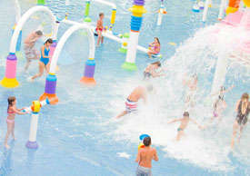 People at a spray park